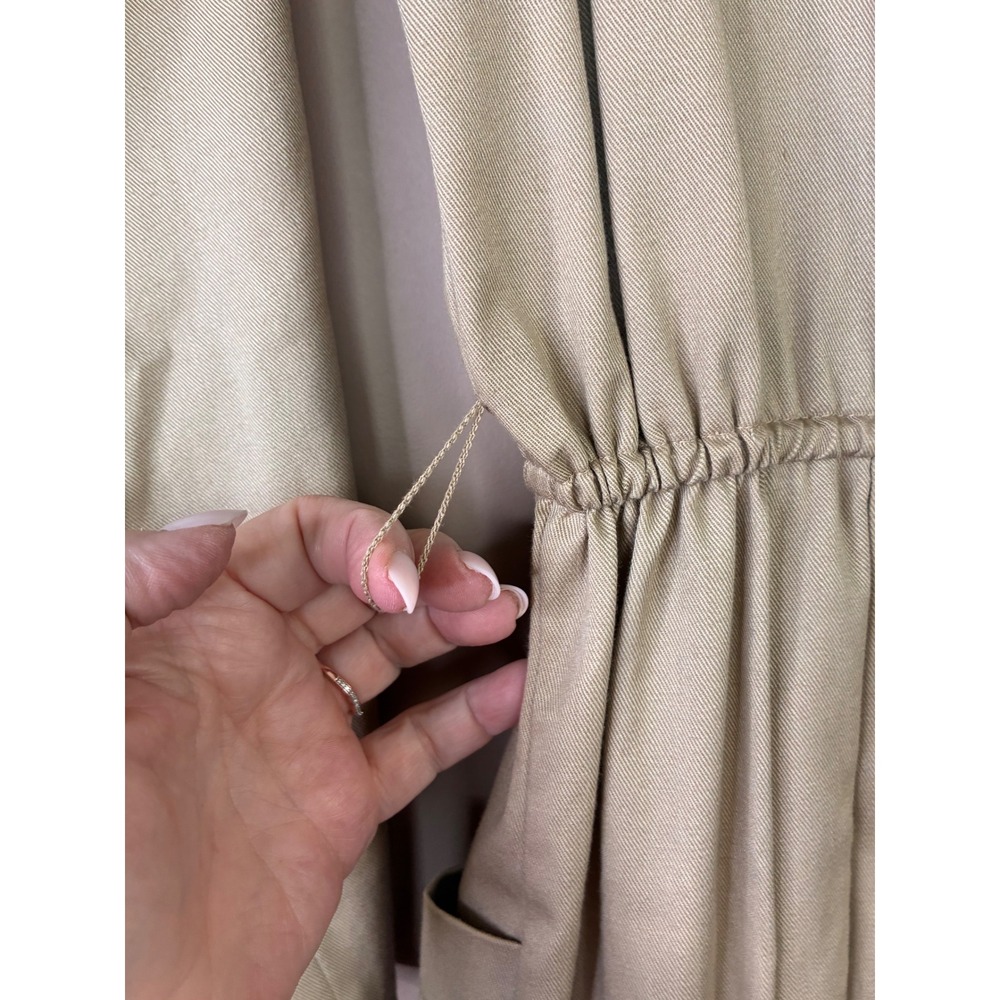 Vintage Jim Heilman Khaki Tan Pleated Shirt Dress Long Sleeve Midi Pockets Sz 10 - Picture 6 of 10